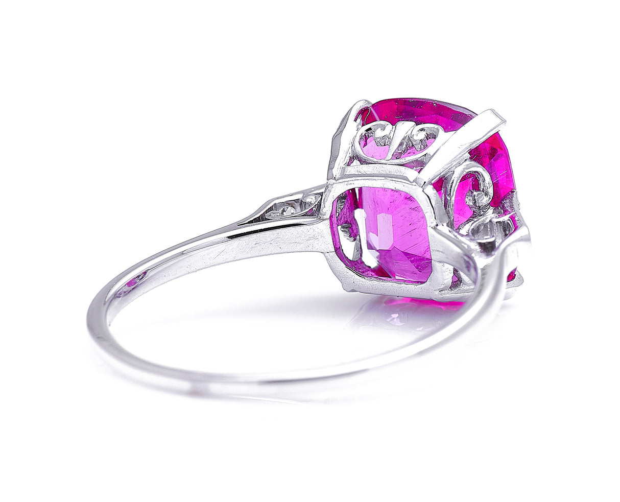 Edwardian, 18ct white gold, pink tourmaline and diamond ring