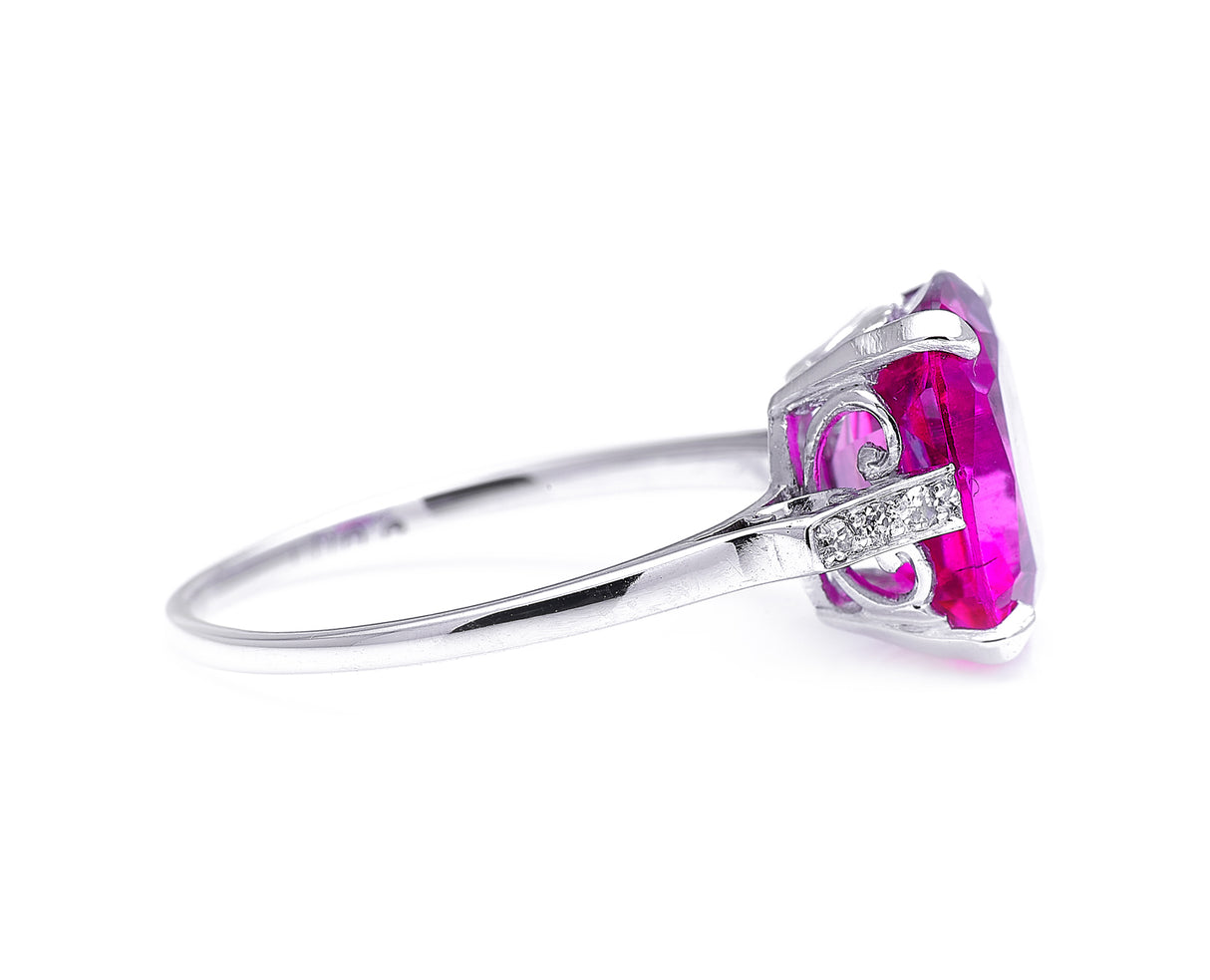 Edwardian, 18ct white gold, pink tourmaline and diamond ring
