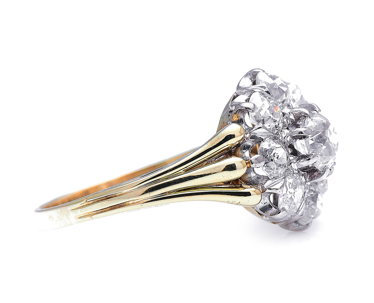 Edwardian, Austrian, 14ct gold, diamond cluster ring