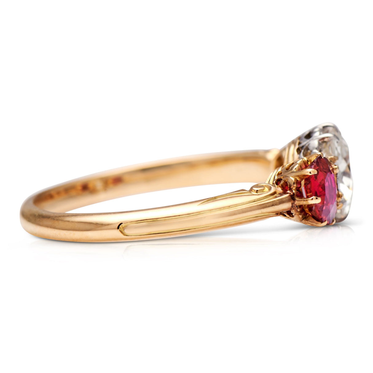 Edwardian, French, Diamond and Ruby Three Stone Ring Antique Engagement Rings | Vintage Engagement Rings Antique Rings | Antique Engagement Rings | Vintage Engagement Rings | Antique Jewellery