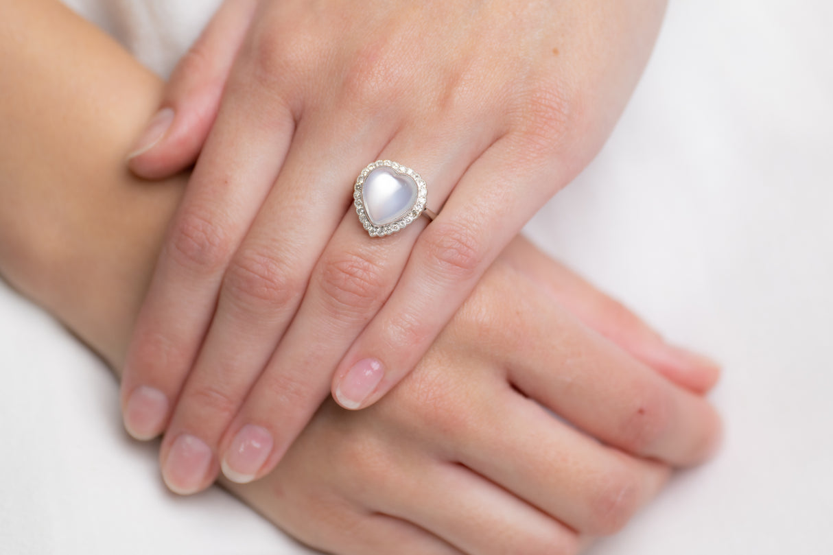 Edwardian, Platinum, 18ct White Gold, Moonstone and Diamond Ring
