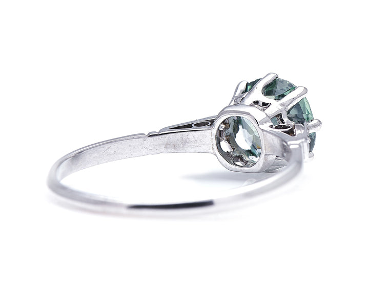 Edwardian, platinum, green sapphire and diamond engagement ring