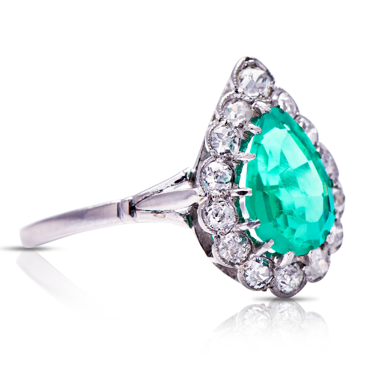 Emerald_Diamond_Antique_Vintage_Engagement_Rings_Ring_Colombian | Art Deco, Platinum, Colombian Emerald and Diamond Ring