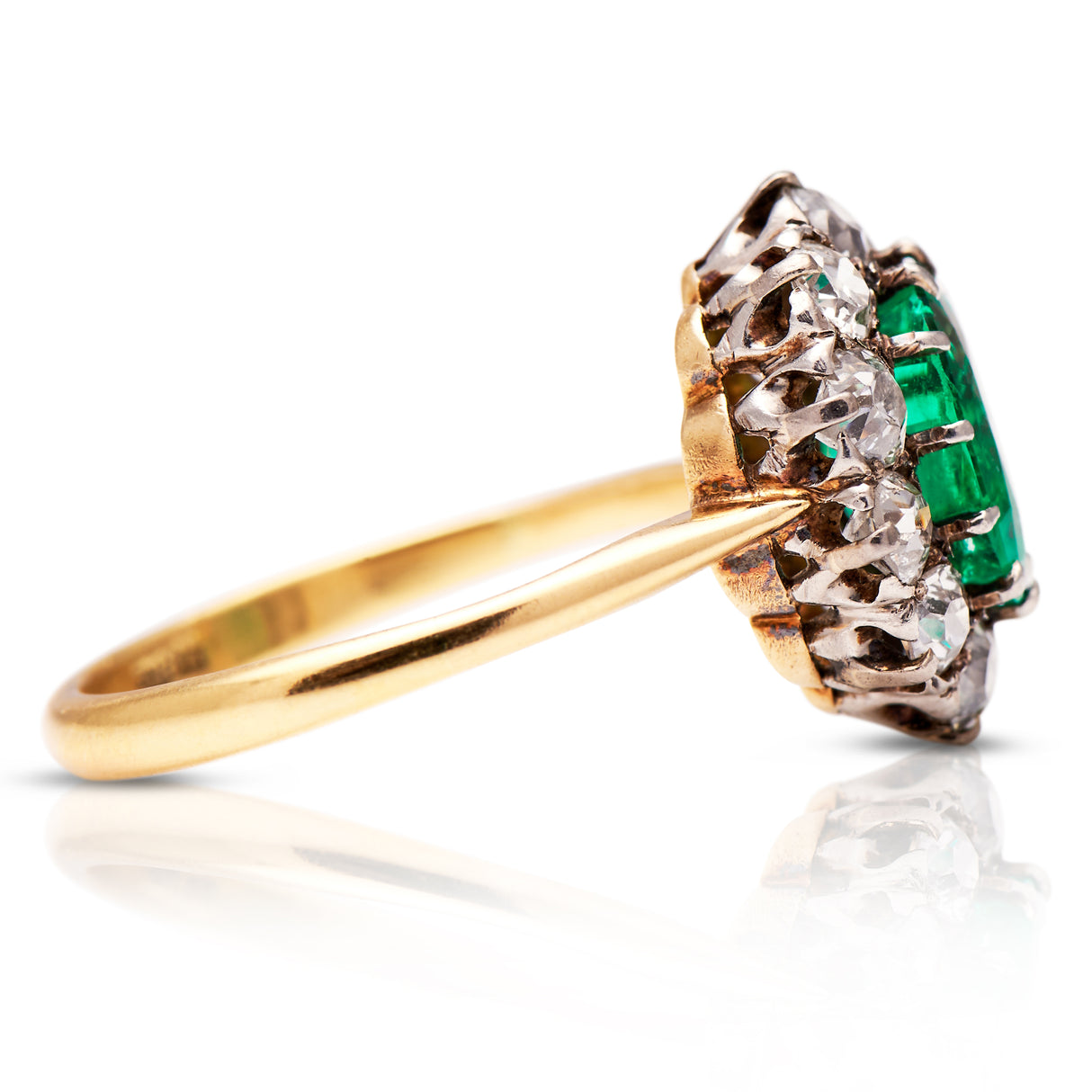 Emerald_Diamond_Cluster_Engagement_Rings_Ring_Vintage_Old