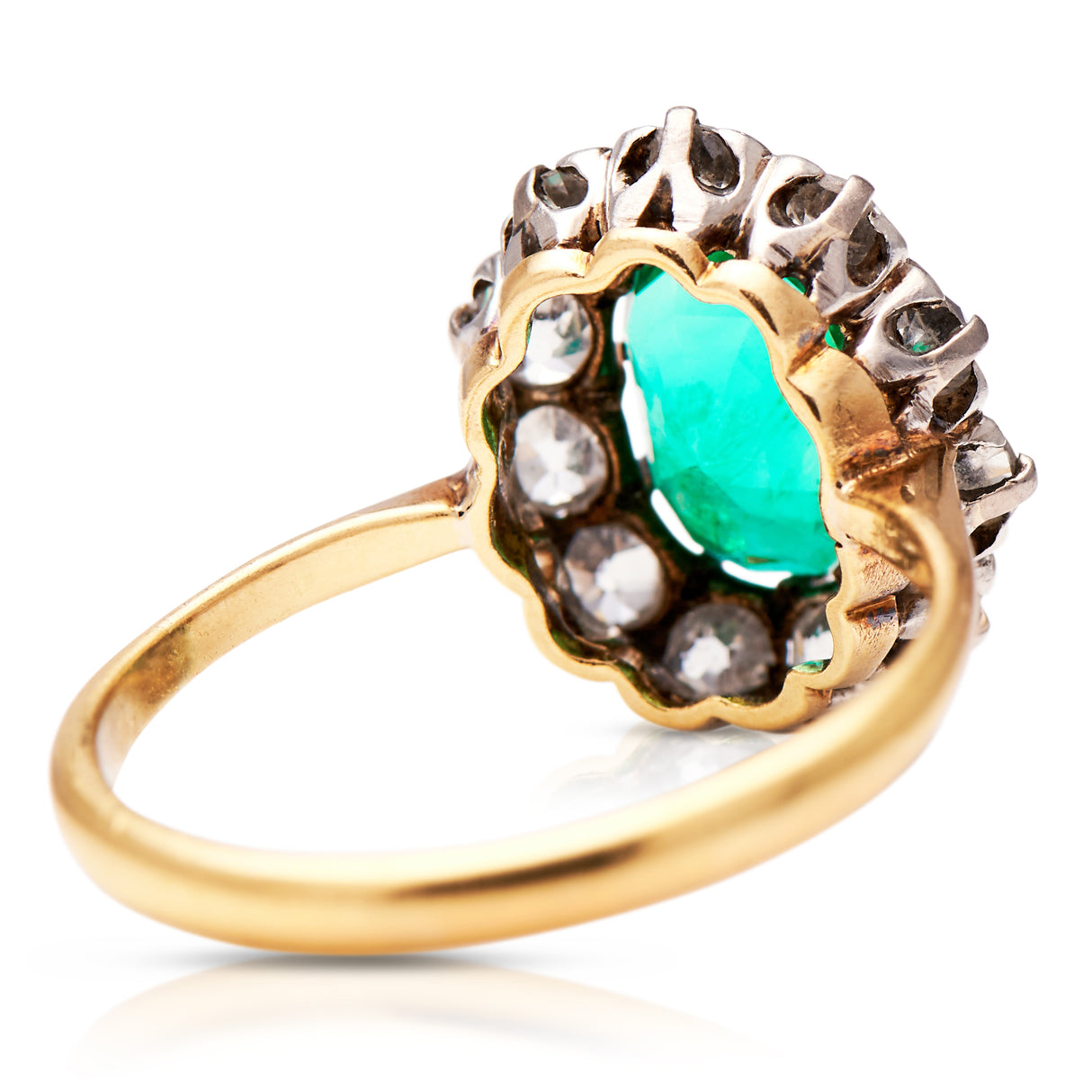 Emerald_Diamond_Cluster_Engagement_Rings_Ring_Vintage_Old