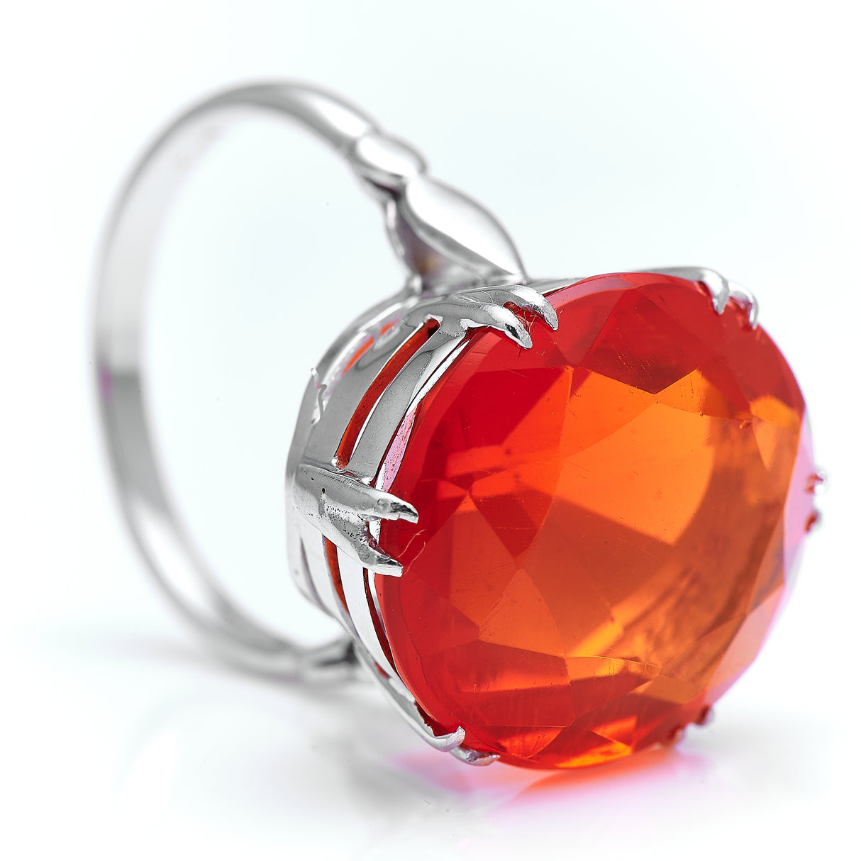Retro, 1940s, platinum, fire opal ring