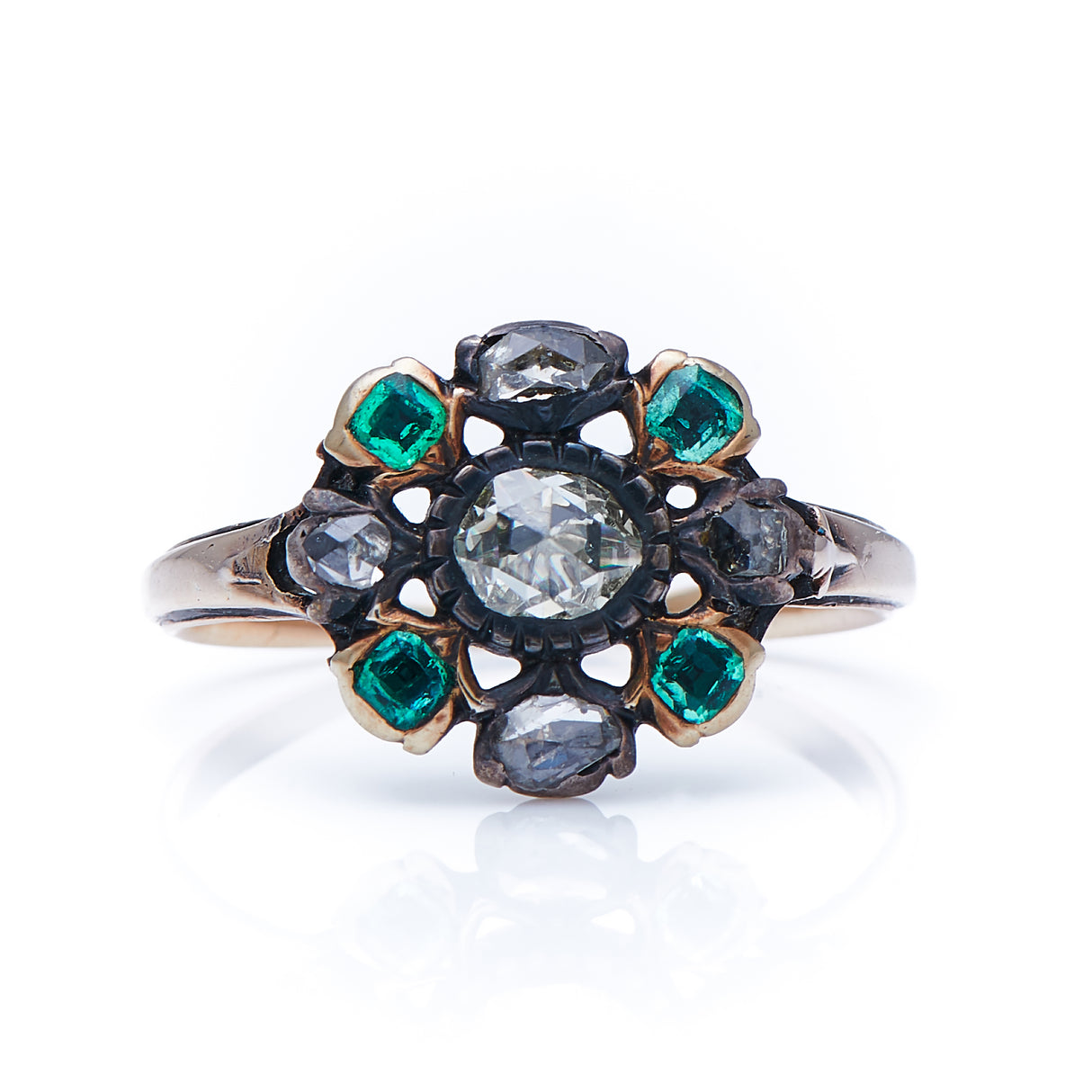 Georgian, 18th century, emerald and diamond cluster ring