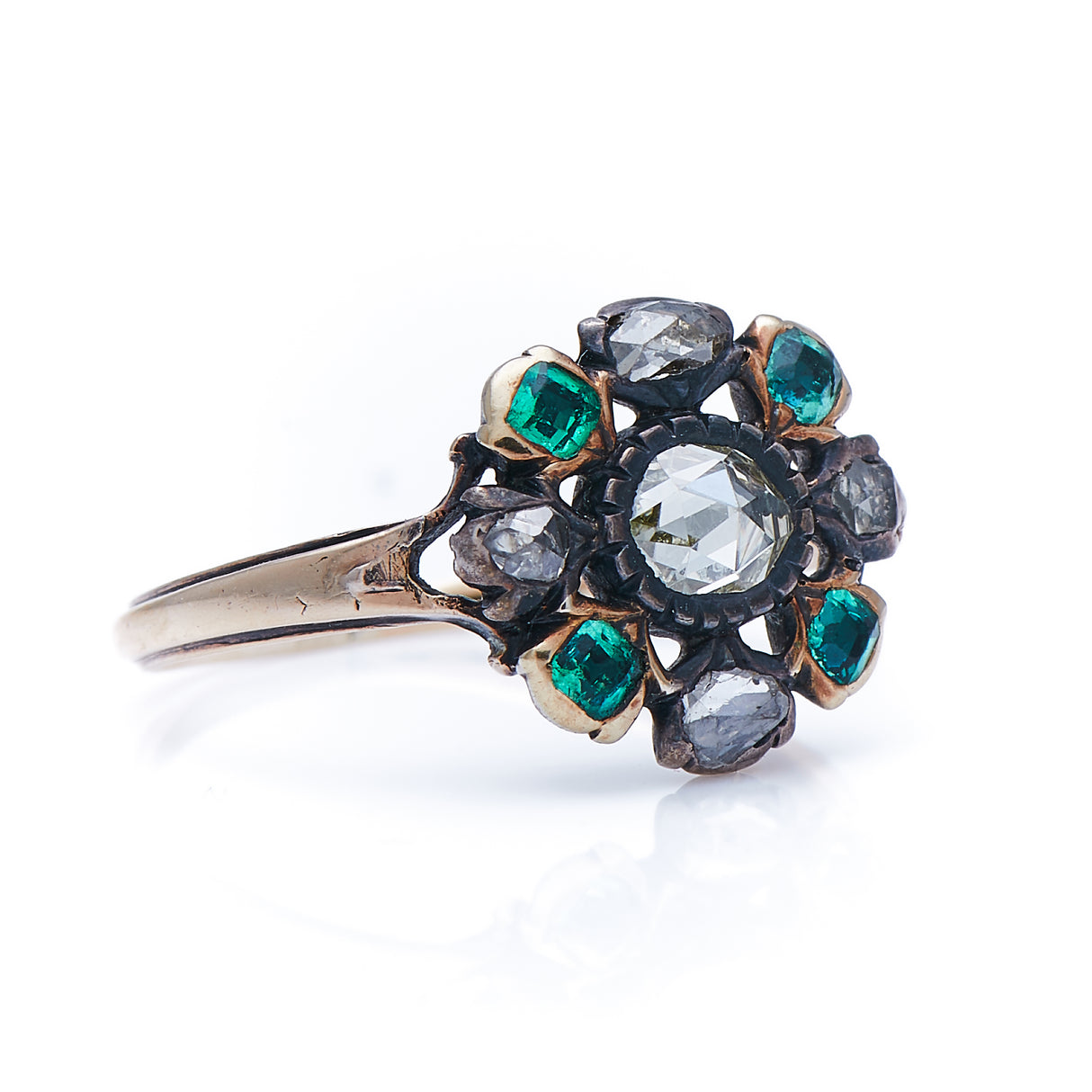 Georgian, 18th century, emerald and diamond cluster ring