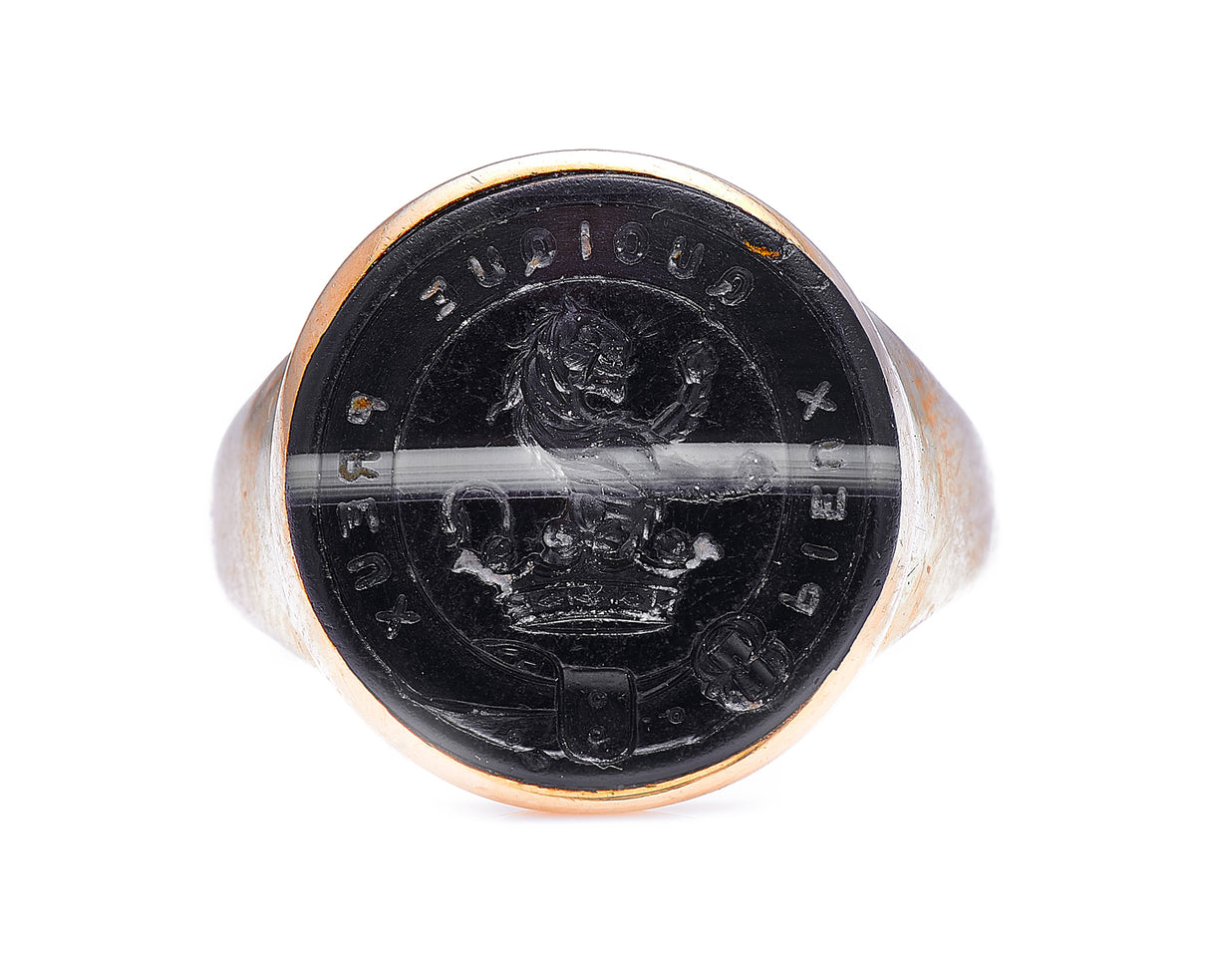 Georgian, 18ct gold, onyx intaglio ring