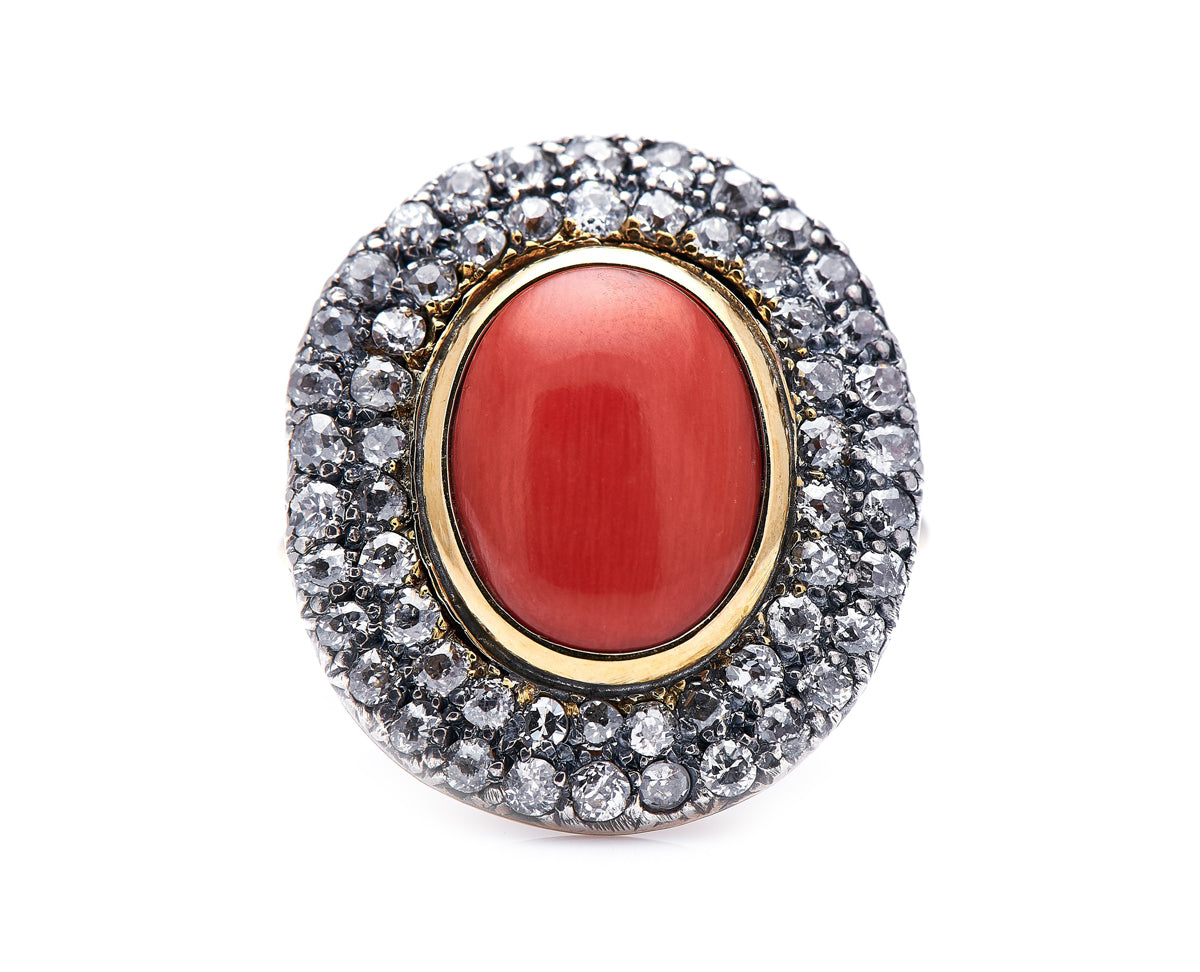 Georgian-19th-Century-Coral-Diamond-Cluster-Ring