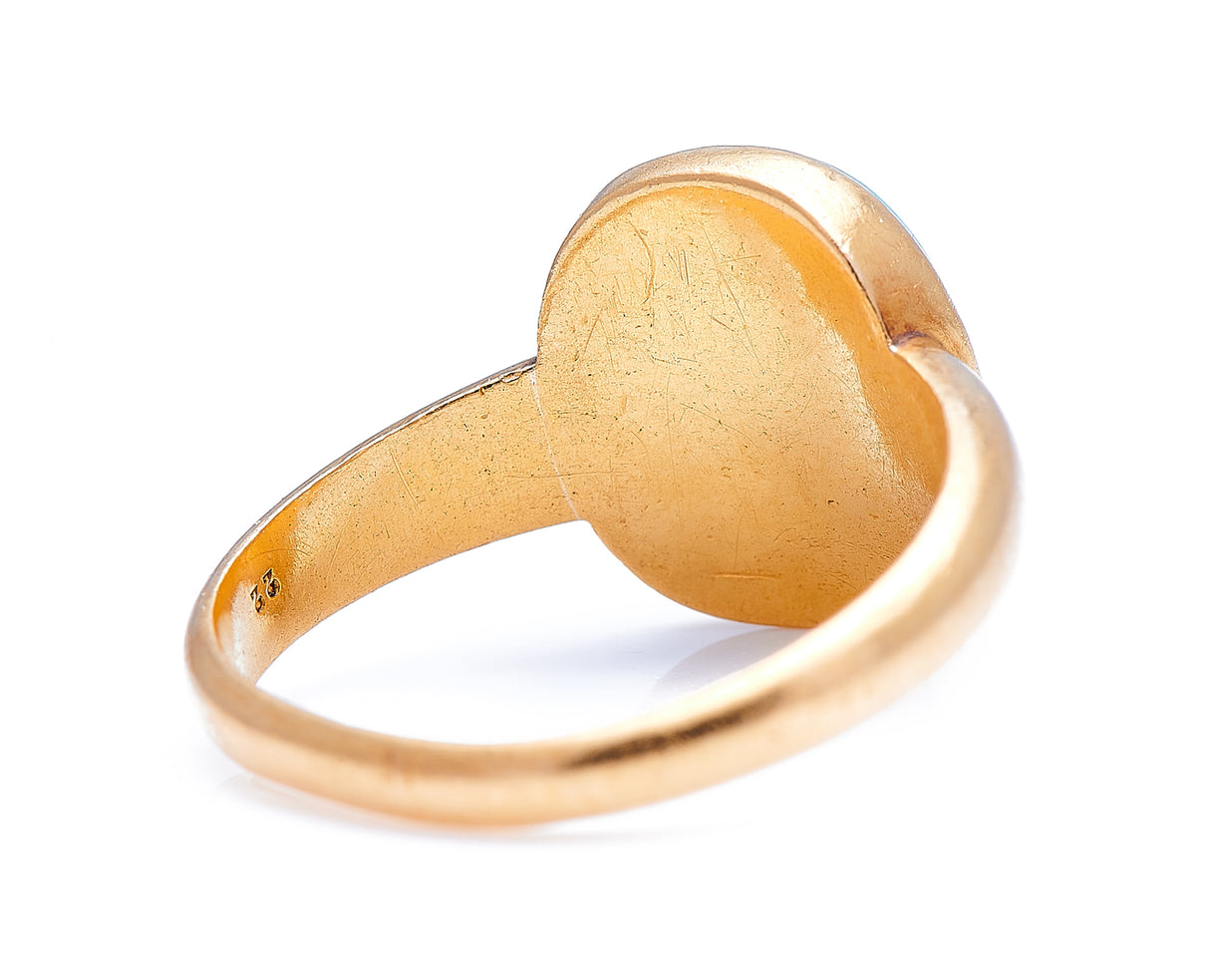 Georgian, 22ct gold, natural turquoise signet ring