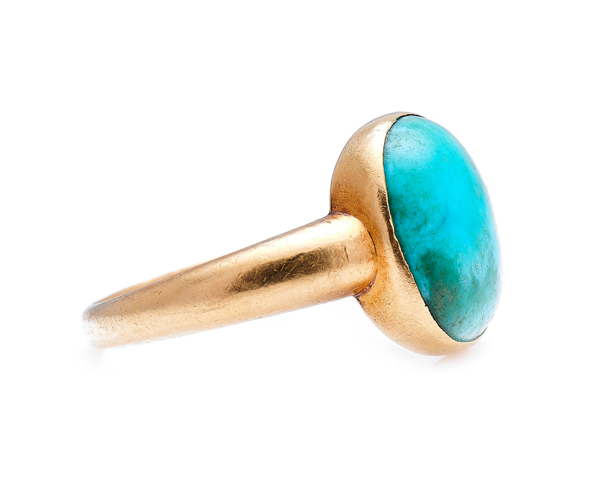 Georgian, 22ct gold, natural turquoise signet ring