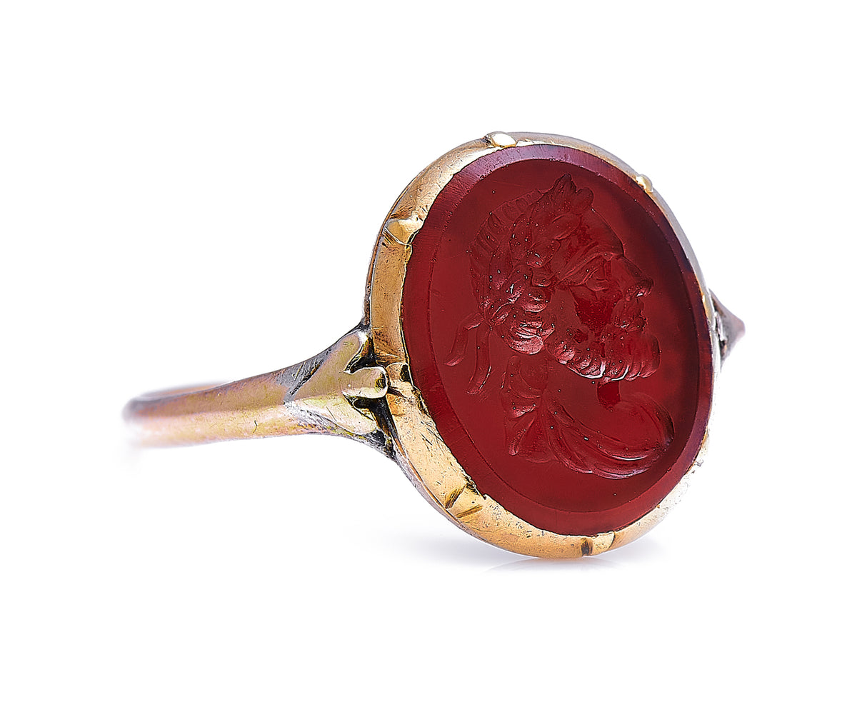 Georgian, gold, carnelian agate intaglio ring