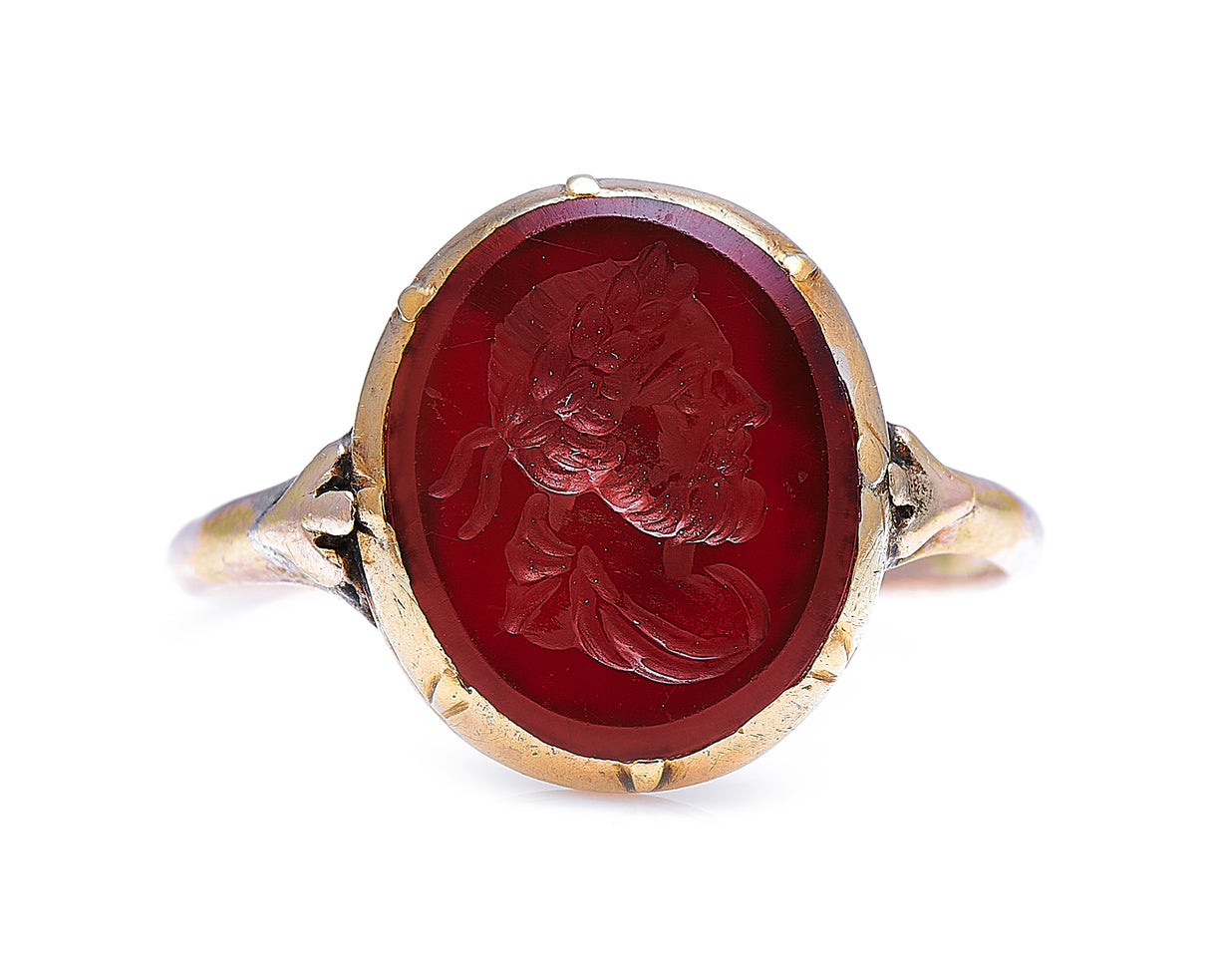 Georgian, gold, carnelian agate intaglio ring