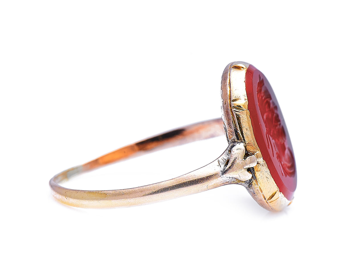 Georgian, gold, carnelian agate intaglio ring