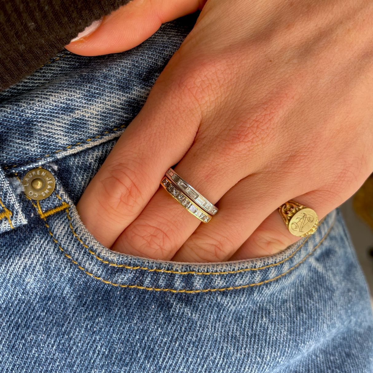 Vintage diamond half eternity ring