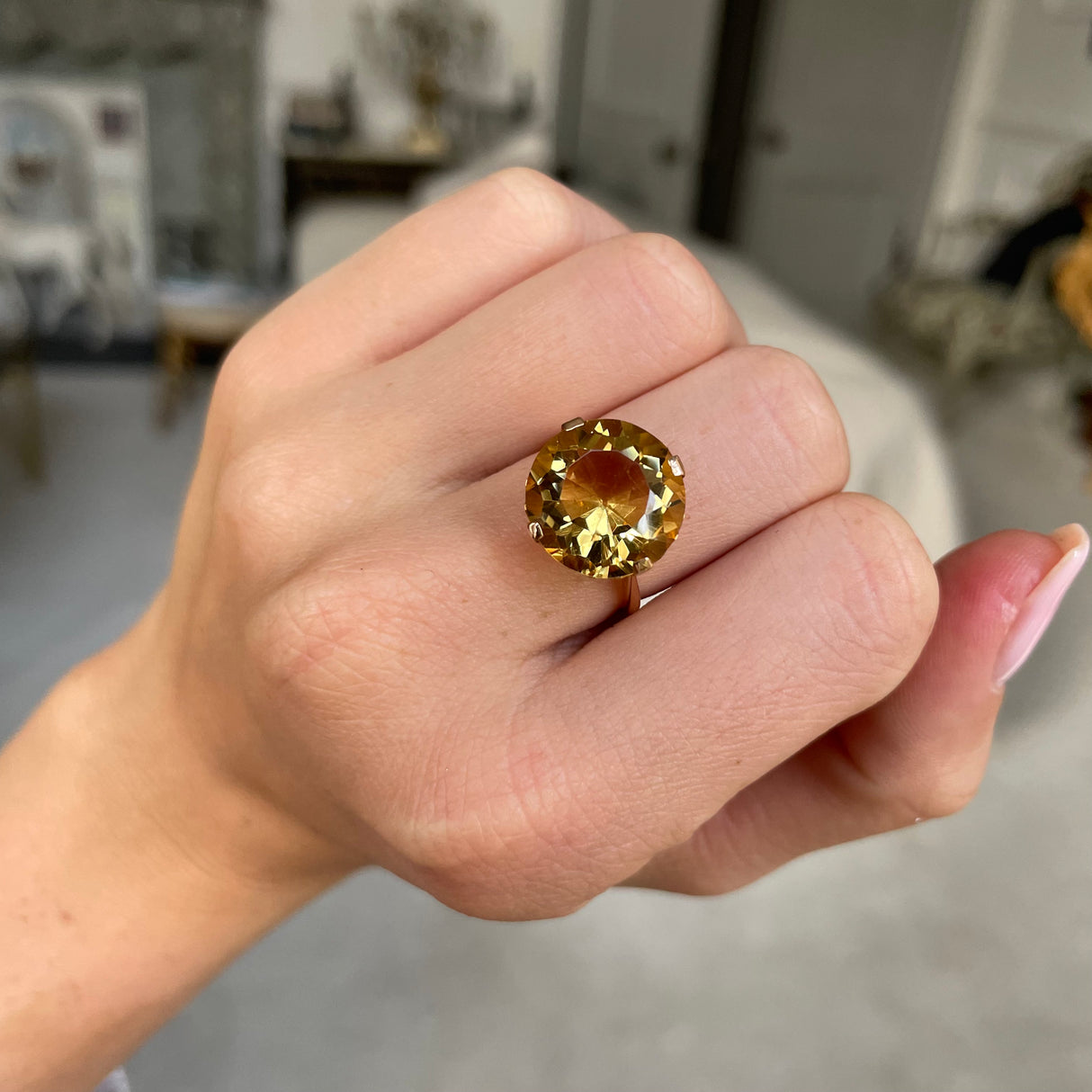French | 1940s, 18ct gold, golden yellow beryl ring