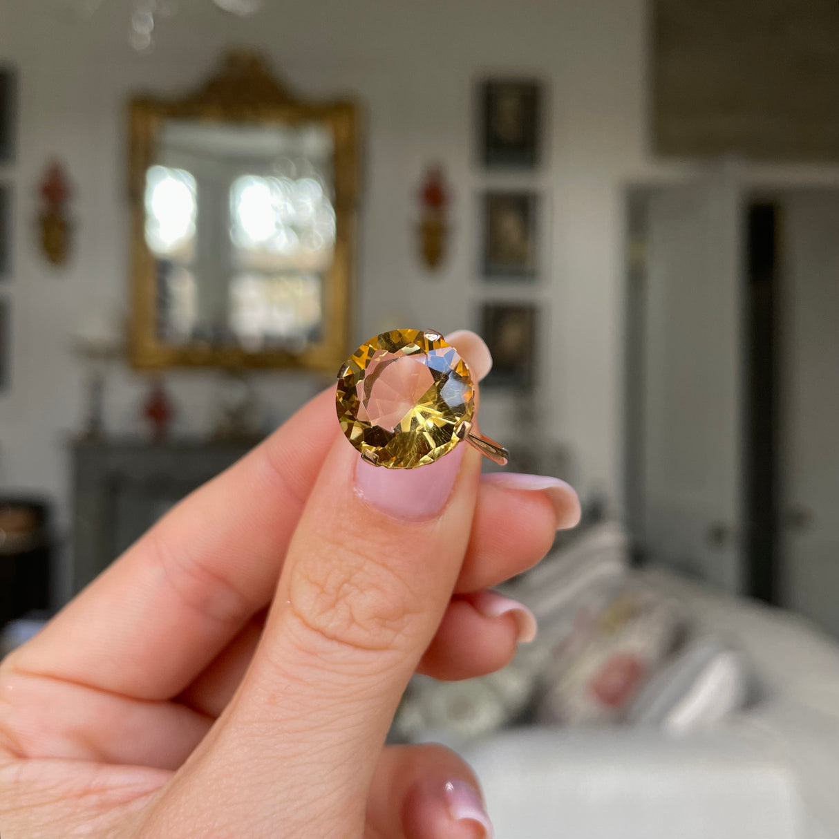 French | 1940s, 18ct gold, golden yellow beryl ring