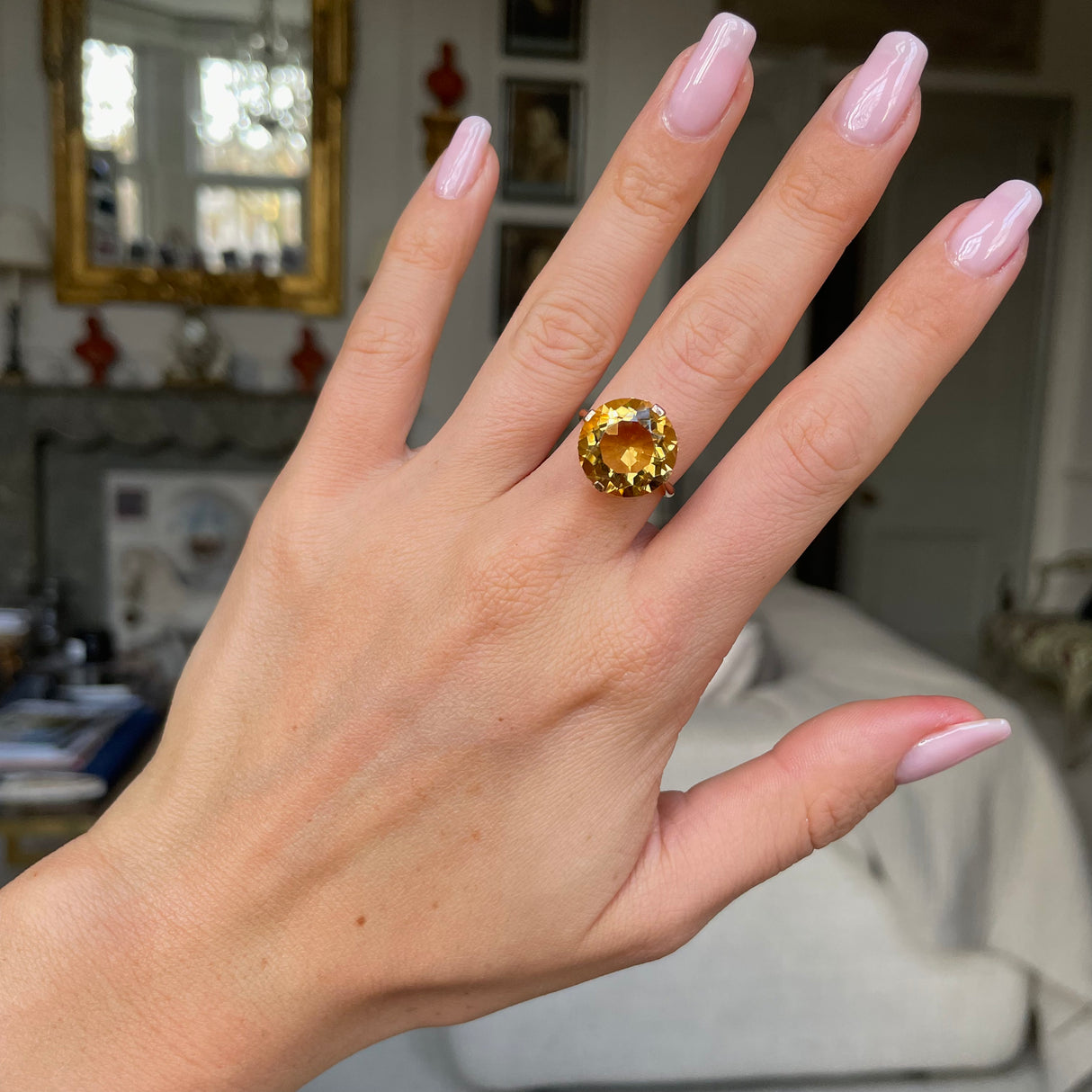 French | 1940s, 18ct gold, golden yellow beryl ring