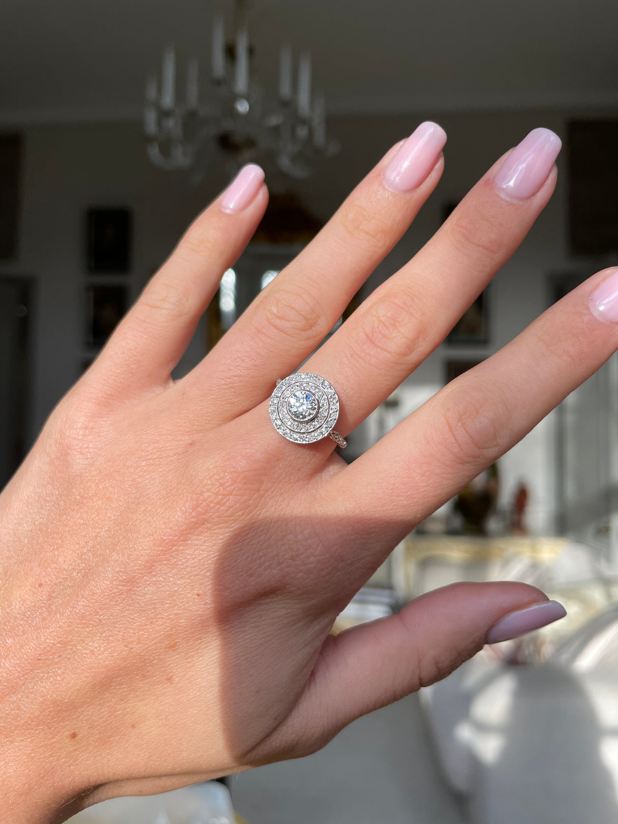 Antique | Art Deco, platinum, diamond target ring