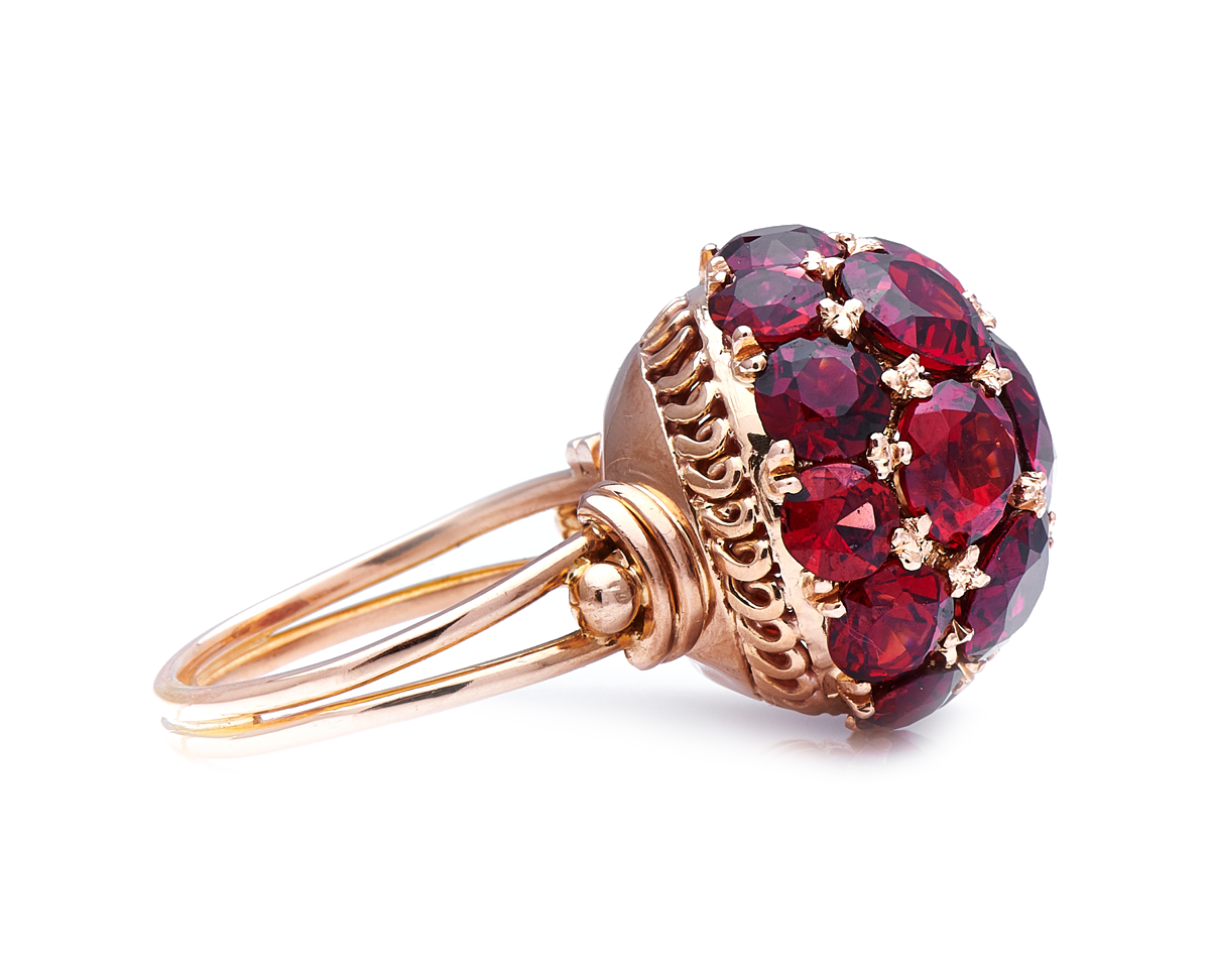 Antique_Rings | Vintage_rings | Antique Engagement Rings | Antique Ring Boutique | Vintage Engagement Rings | Antique Engagement Rings | Antique Jewellery company | Vintage Jewellery Mid Century, 1950s, 18ct Rose Gold, Garnet Cluster Ring