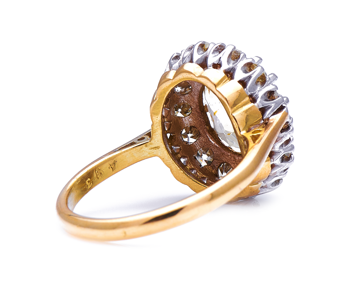 Mid century, 1950’s, 18ct gold, yellow sapphire and diamond cluster ring