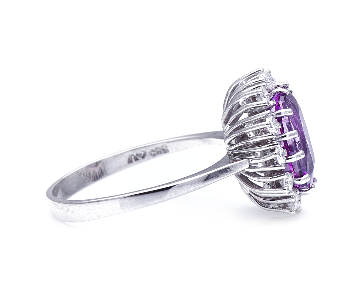 Mid century, 1960s, 18ct white gold, spinel and diamond cluster ring