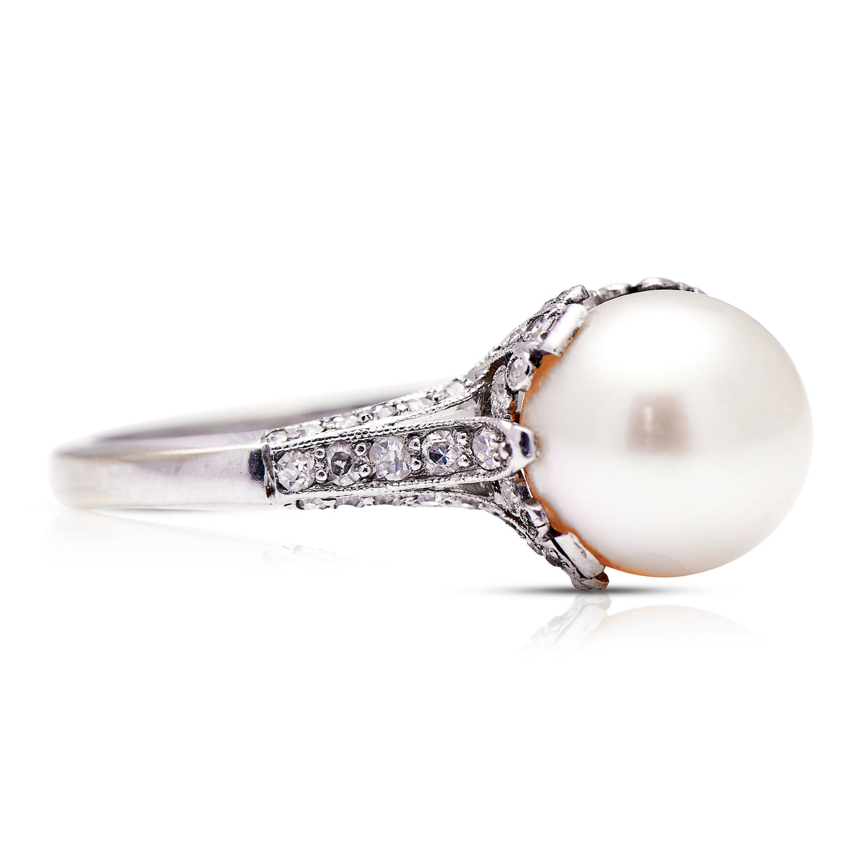 Belle Époque, natural pearl & diamond ring