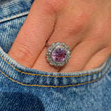 Pink sapphire & diamond cluster ring, 18ct white gold