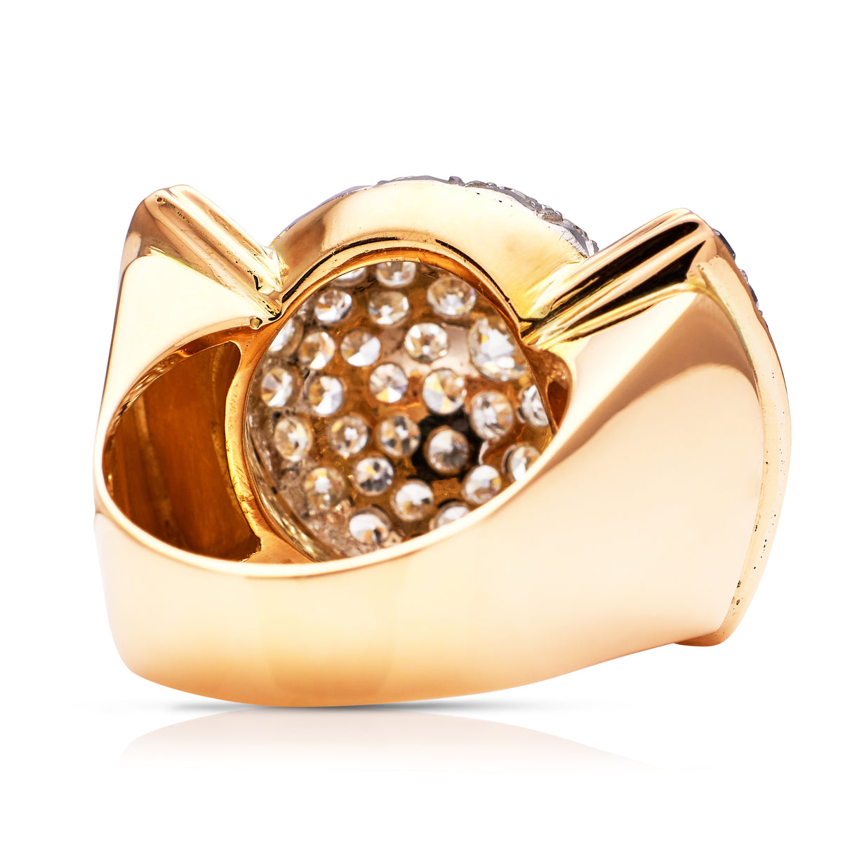 Cartier diamond bombe ring, side view.