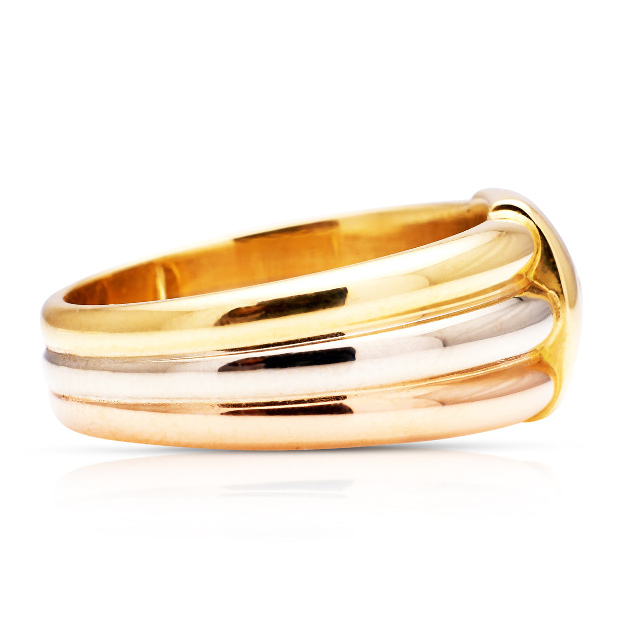 Cartier | a stylish 18ct rose, white and yellow gold diamond band, signed