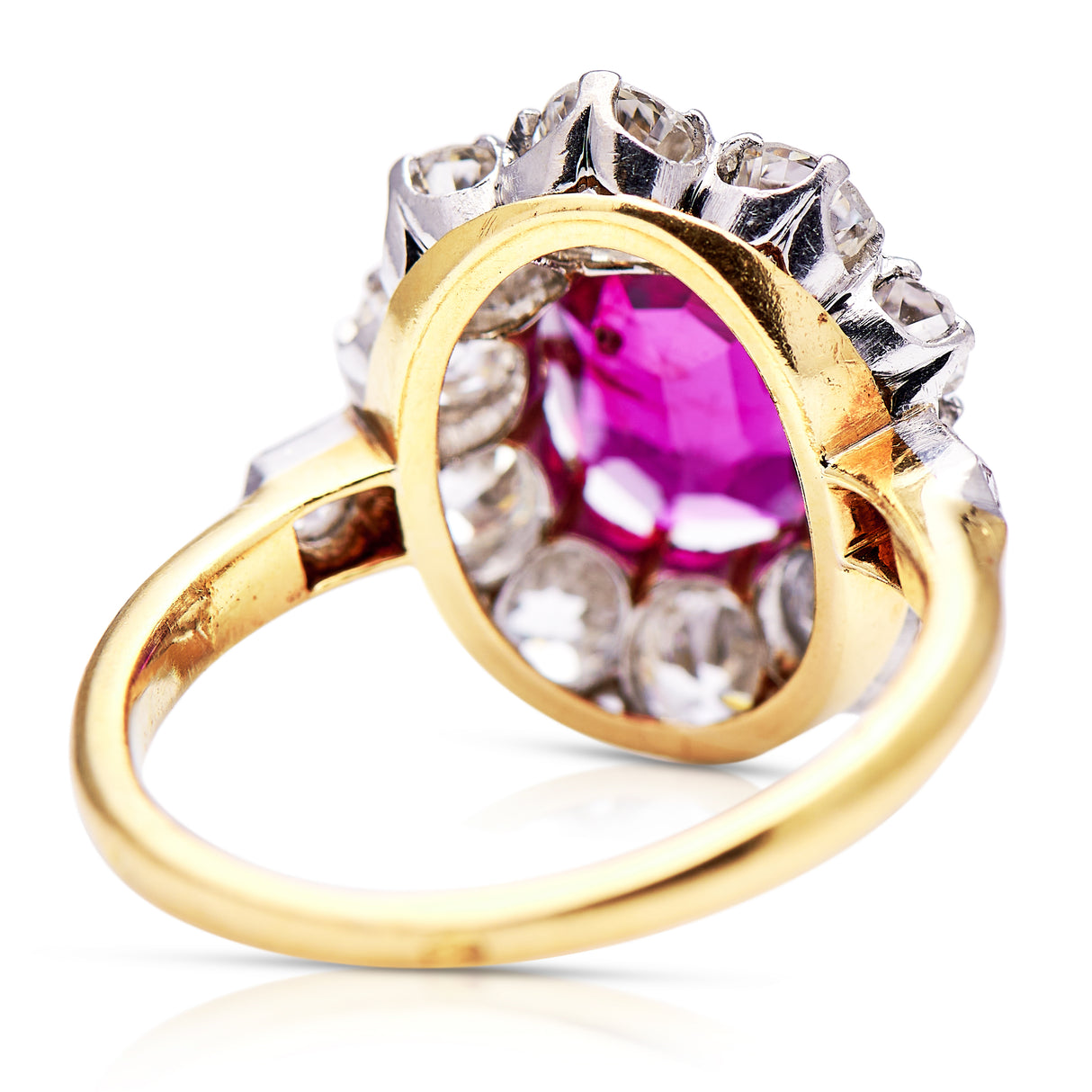 Antique, French, ruby & diamond cluster engagement ring