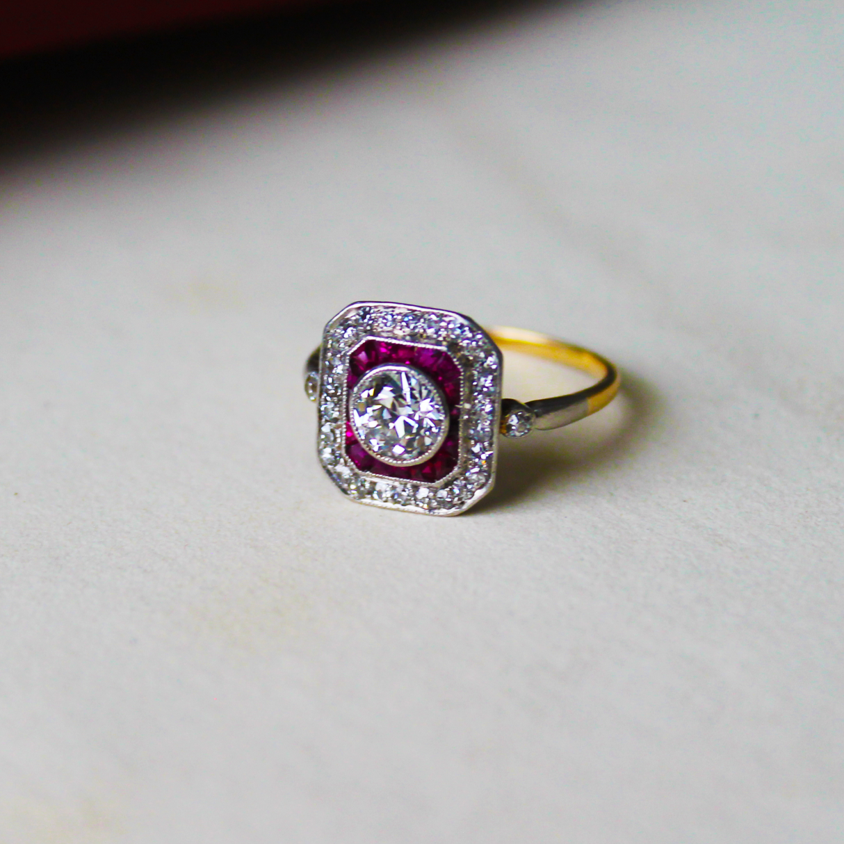 Russian, Early 20th Century, Ruby and Diamond Target Ring