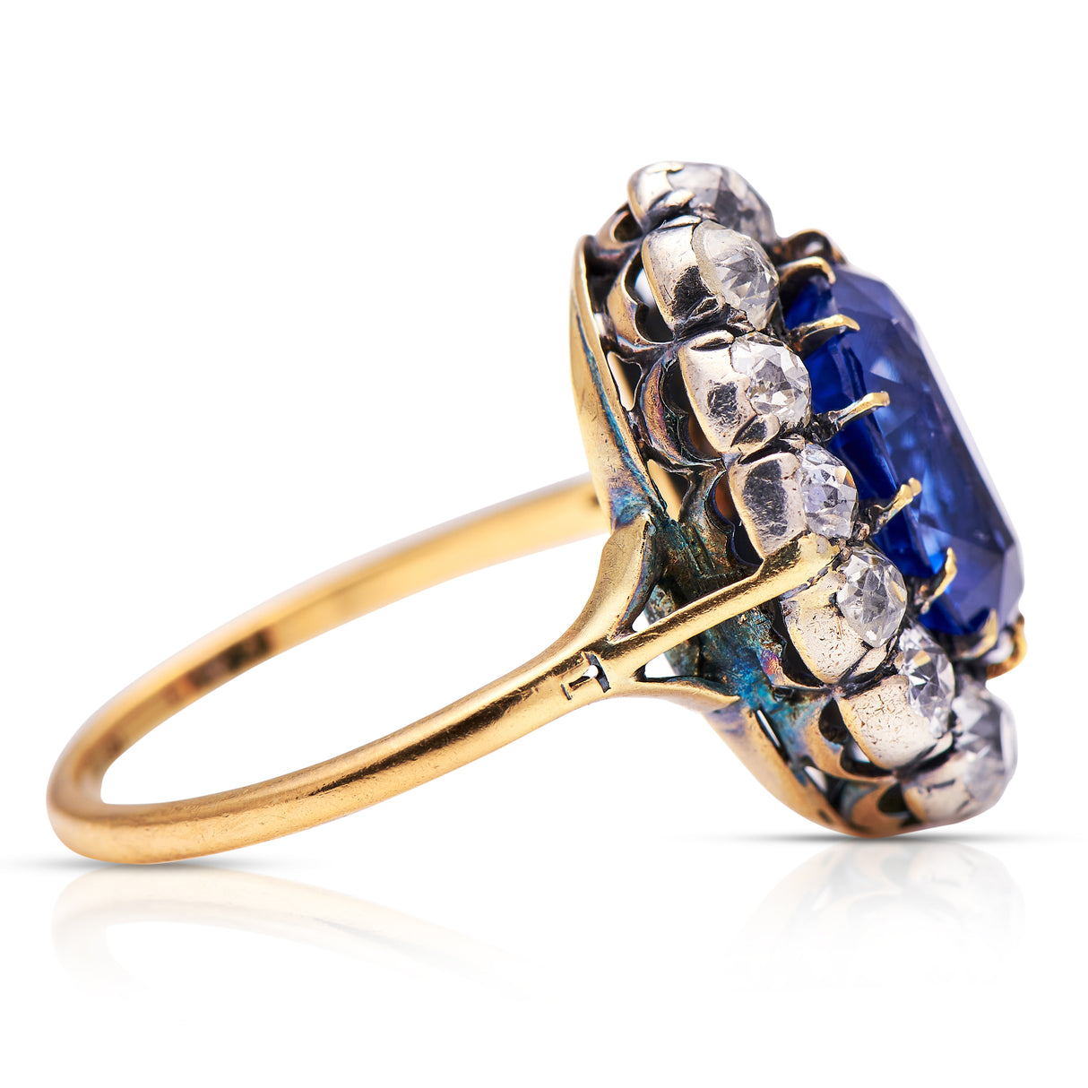 Victorian, 18ct gold, sapphire and diamond cluster ring
