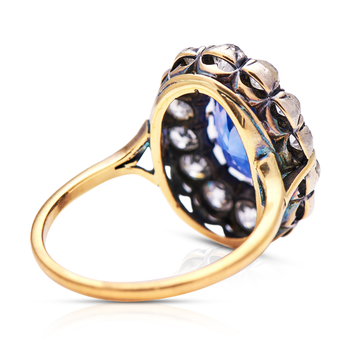 Victorian, 18ct gold, sapphire and diamond cluster ring