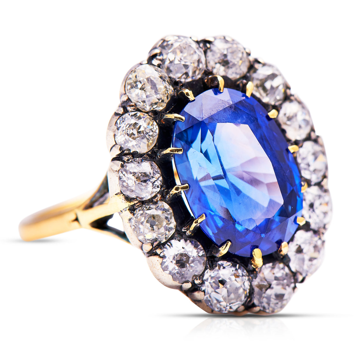 Victorian, 18ct gold, sapphire and diamond cluster ring