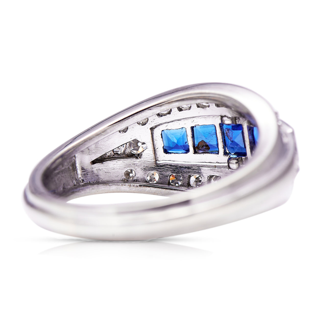 Art Deco, 1930s, sapphire & diamond band ring