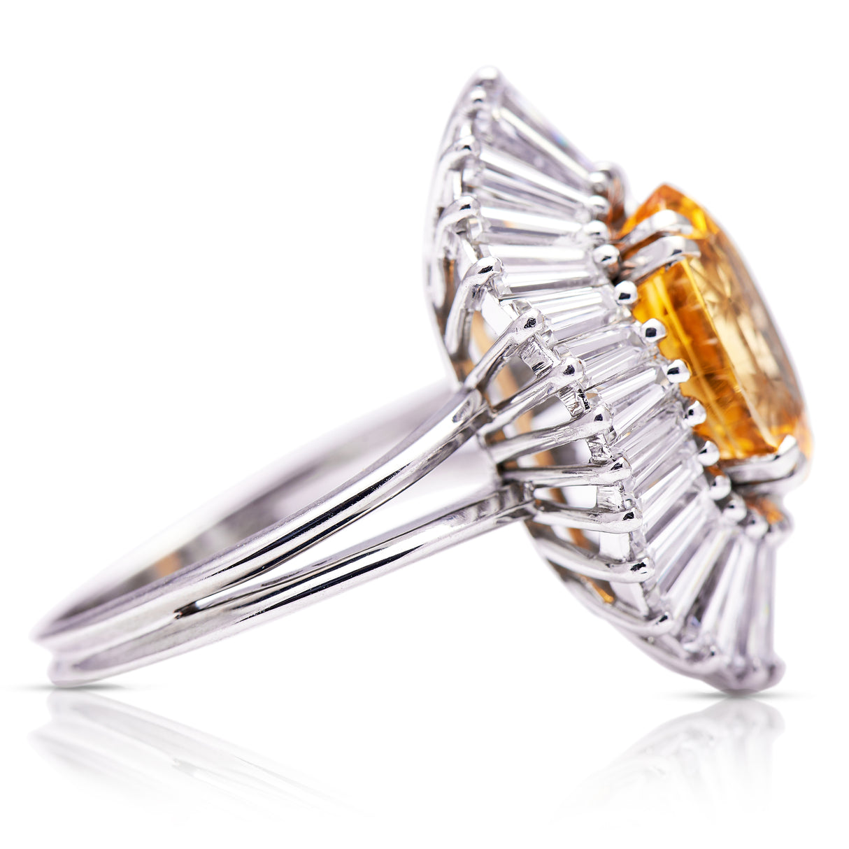 French, 1950s, yellow sapphire & diamond ballerina cluster ring