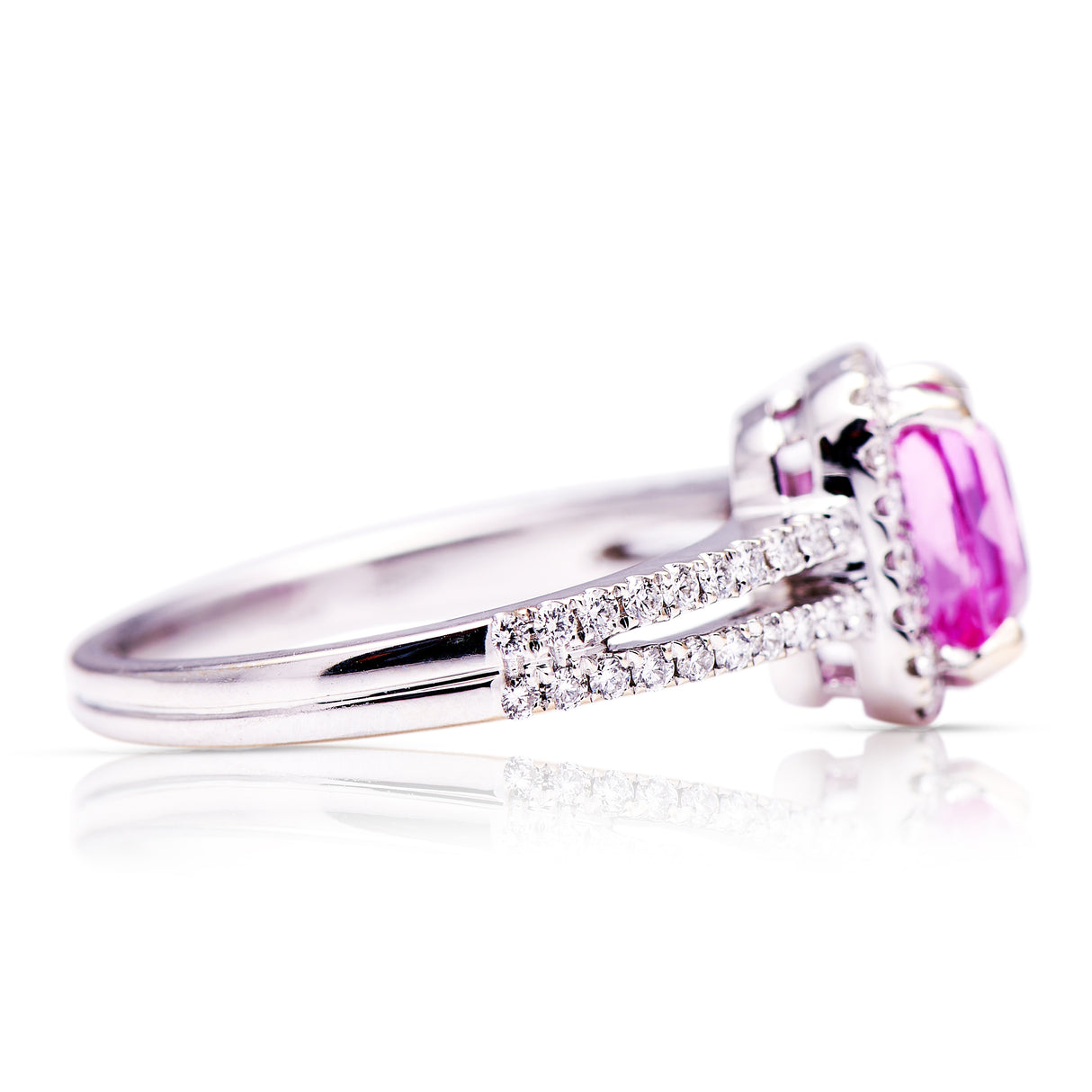 Engagement | 18ct white gold, pink sapphire and diamond ring