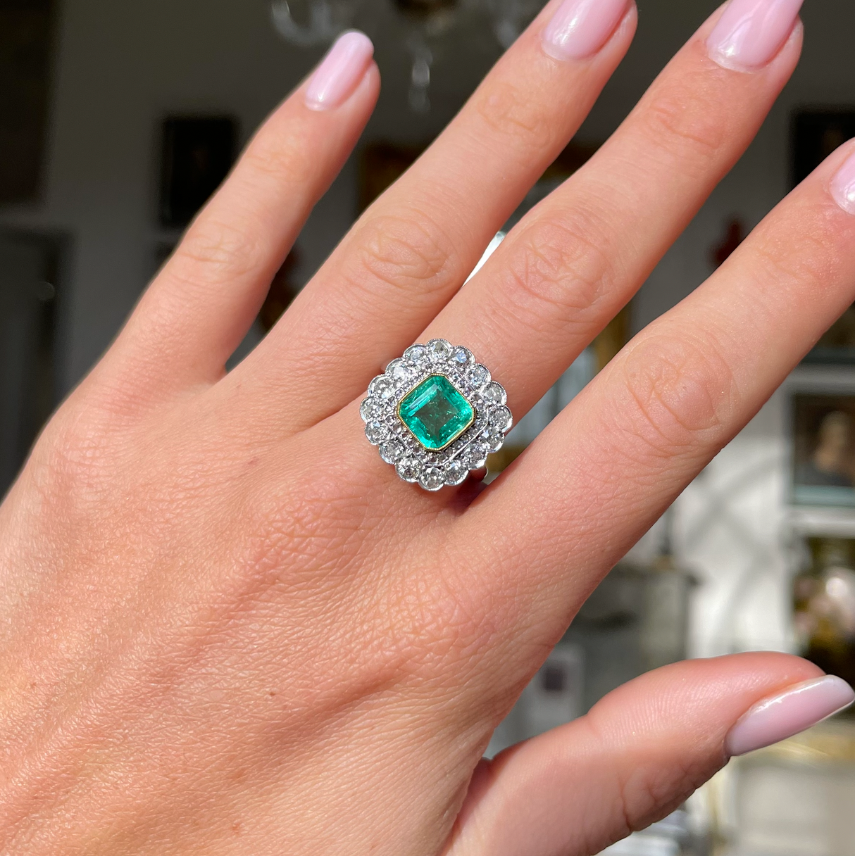 Art Deco, 1920s, platinum, emerald and diamond ring