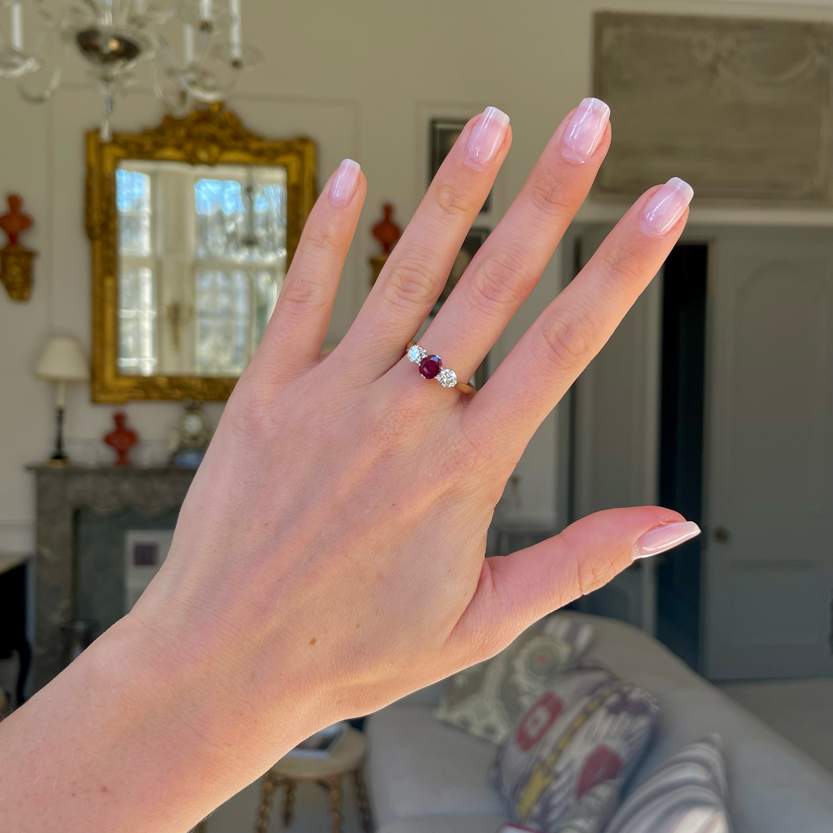 Vintage ruby and diamond engagement ring, 18ct yellow gold