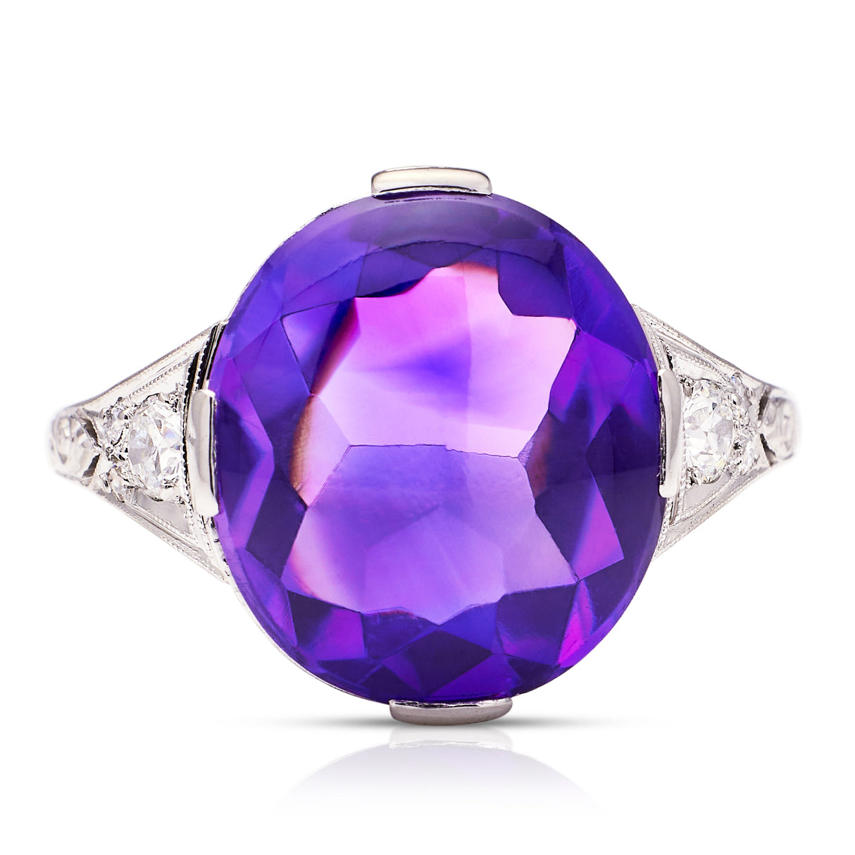 Tiffany-Antique-Art-Deco-Cabochon-Diamons-Amethyst-Platinum-Diamond-Shoulders-Hallmarked