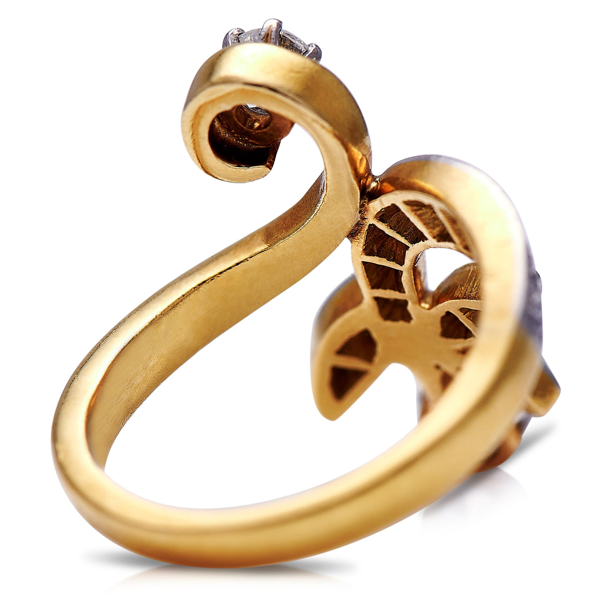 Vintage_Rings | Vintage_Engagement_Rings |Untreated Antique Art Nouveau, French, 18ct Gold, Platinum, Diamond Ring