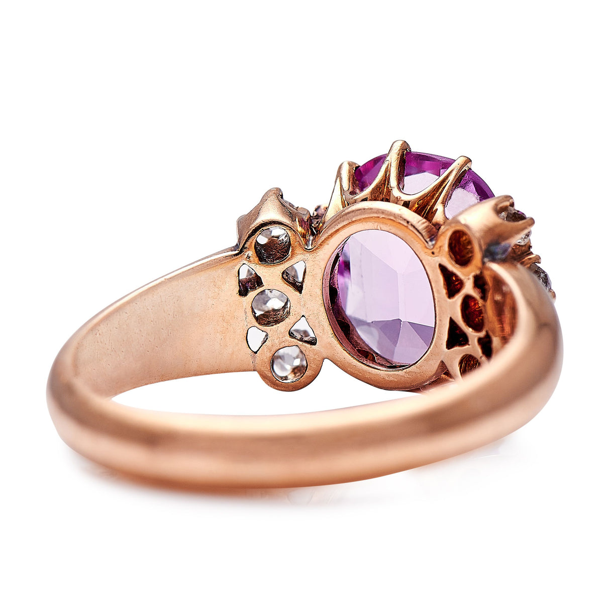 Untreated Antique Victorian, 18ct Gold, Pink Topaz and Diamond Engagement Ring