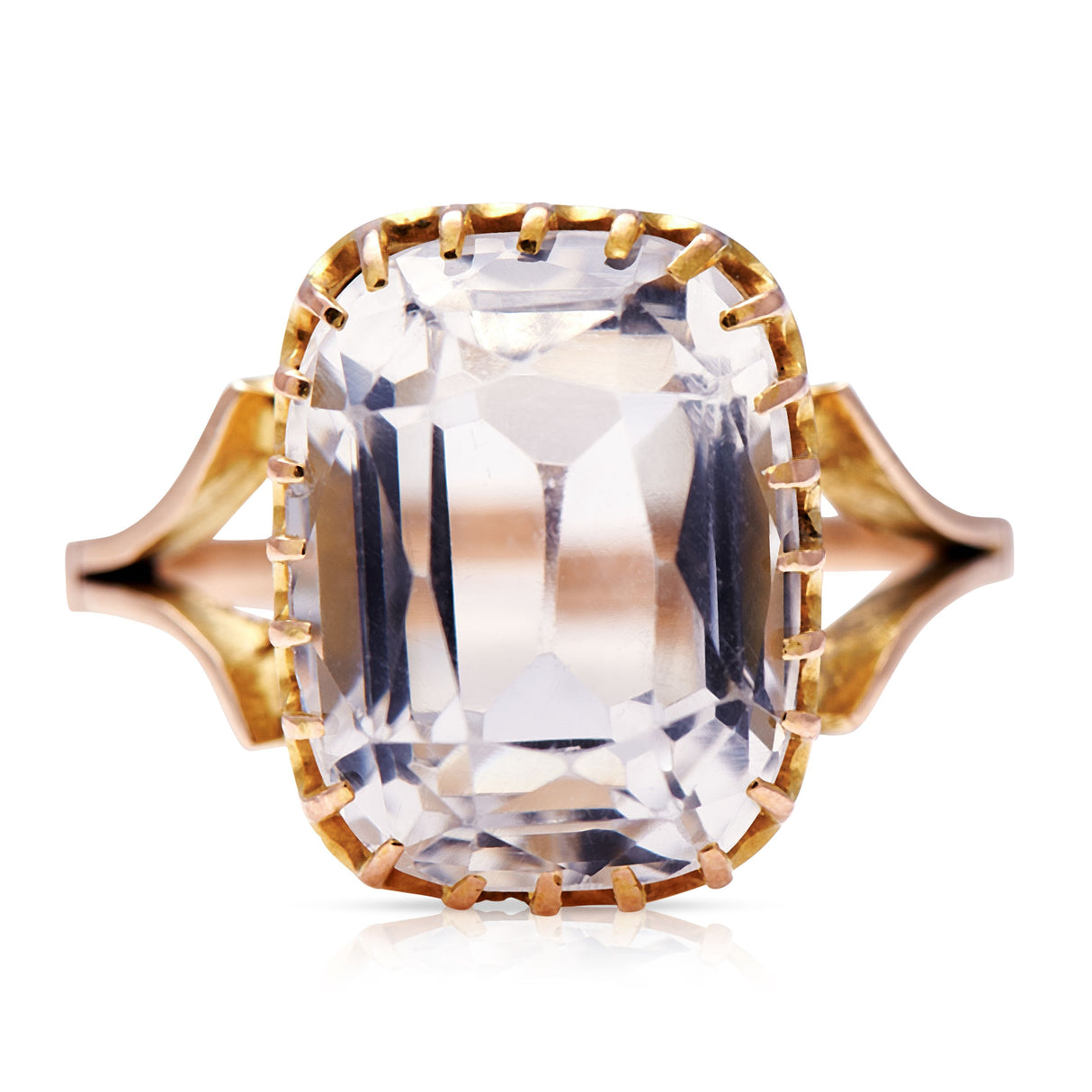 Untreated Antique Victorian, 18ct Gold, Rock Crystal Ring Engagement Ring