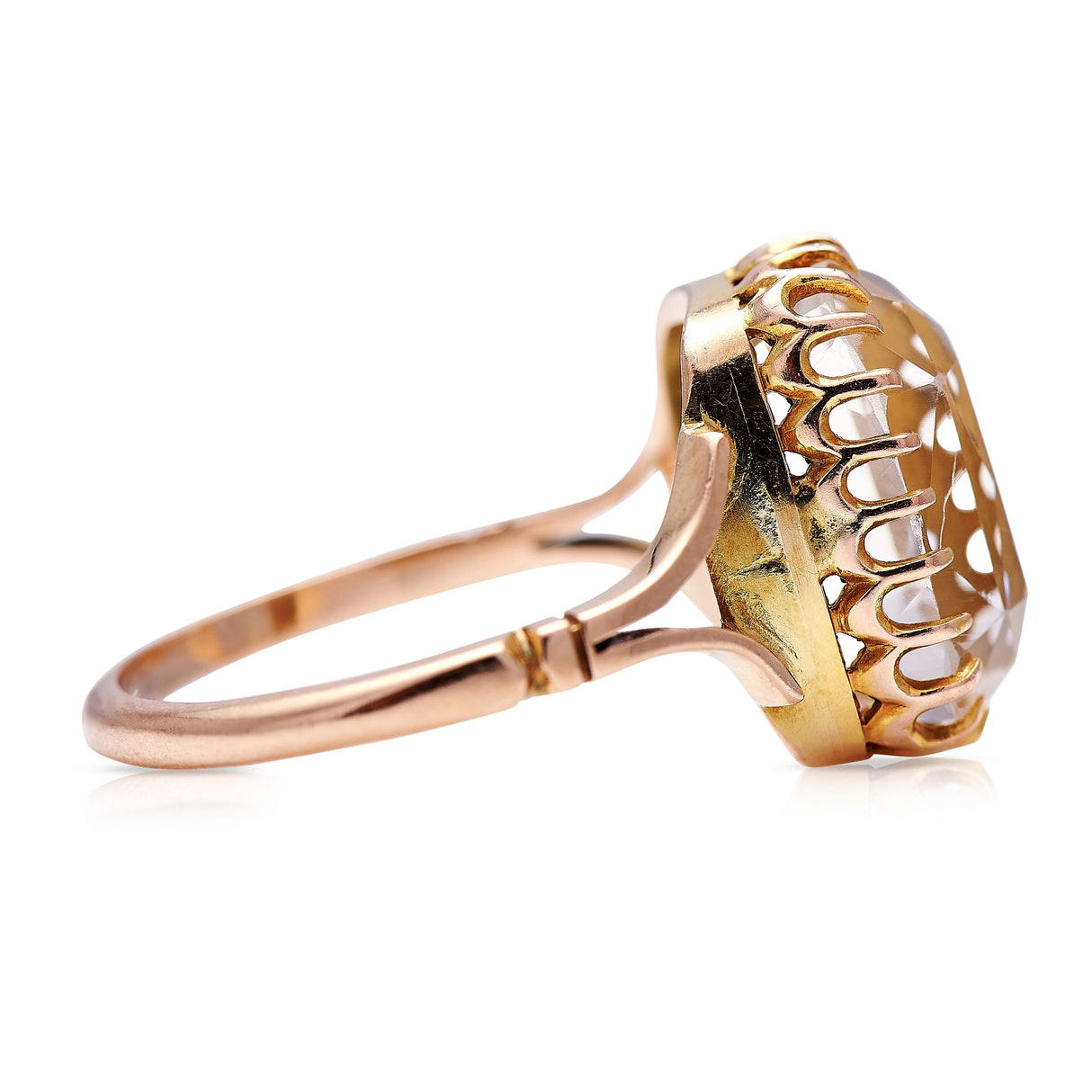 Untreated Antique Victorian, 18ct Gold, Rock Crystal Ring Engagement Ring back