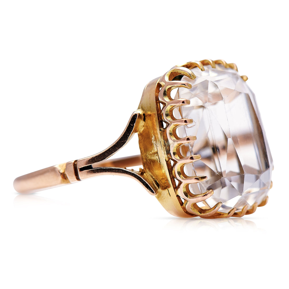 Untreated Antique Victorian, 18ct Gold, Rock Crystal Ring Engagement Ring