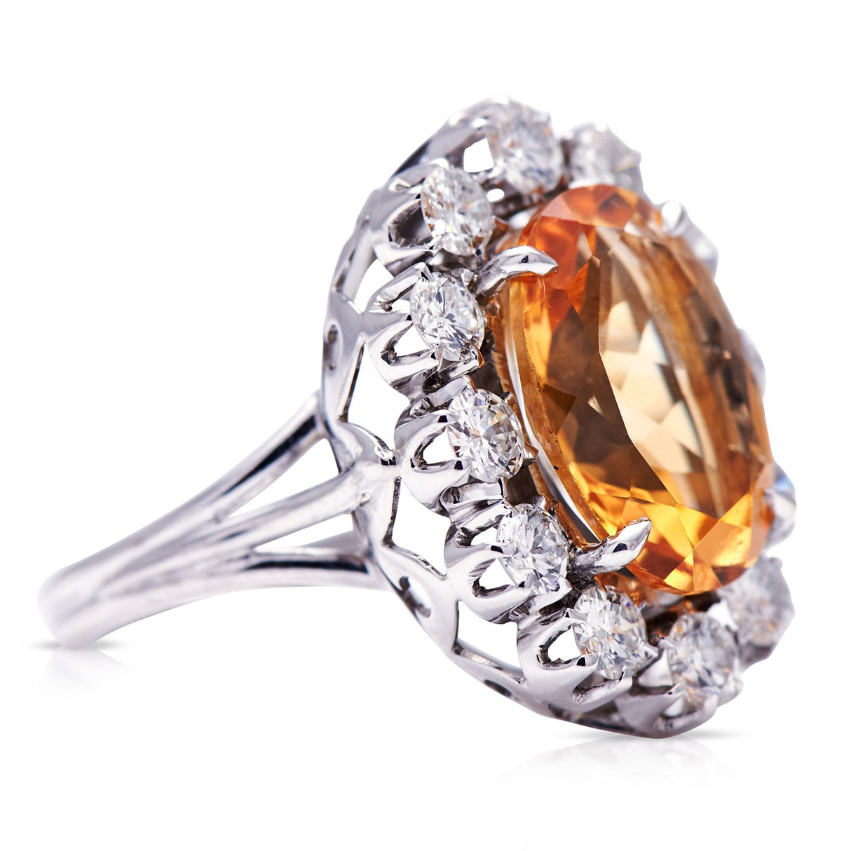 Vintage, 18ct White Gold, Citrine and Diamond Ring | Antique Rings | Antique Ring Boutique | Vintage Engagement Rings