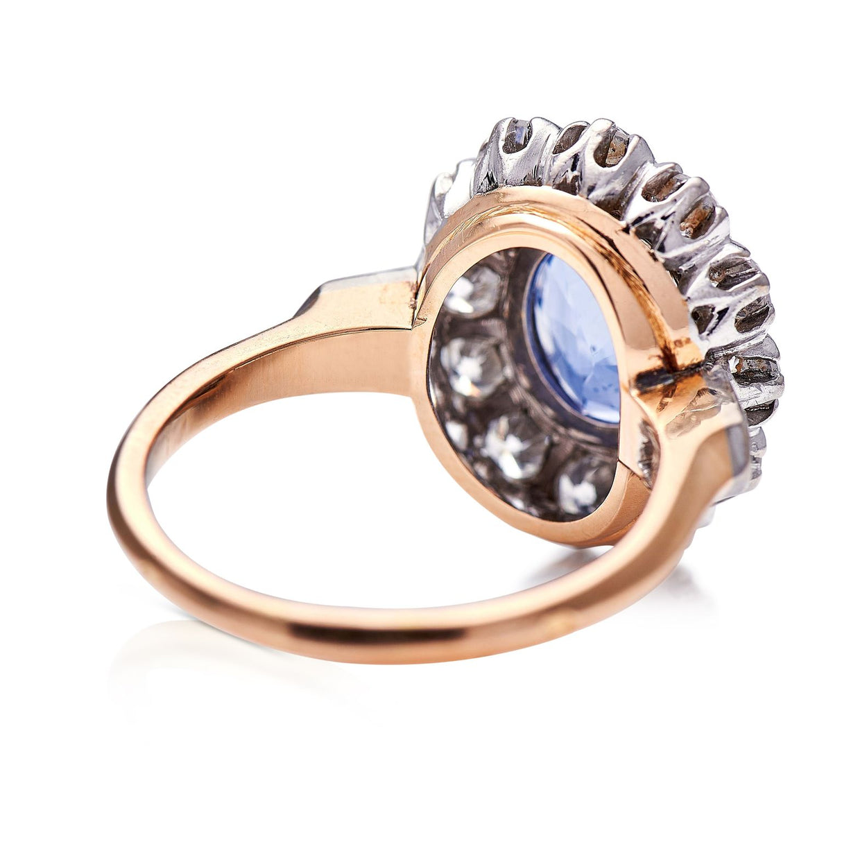 Untreated Vintage, French, 18ct Gold, Cornflower Blue Sapphire and Diamond Engagement Ring