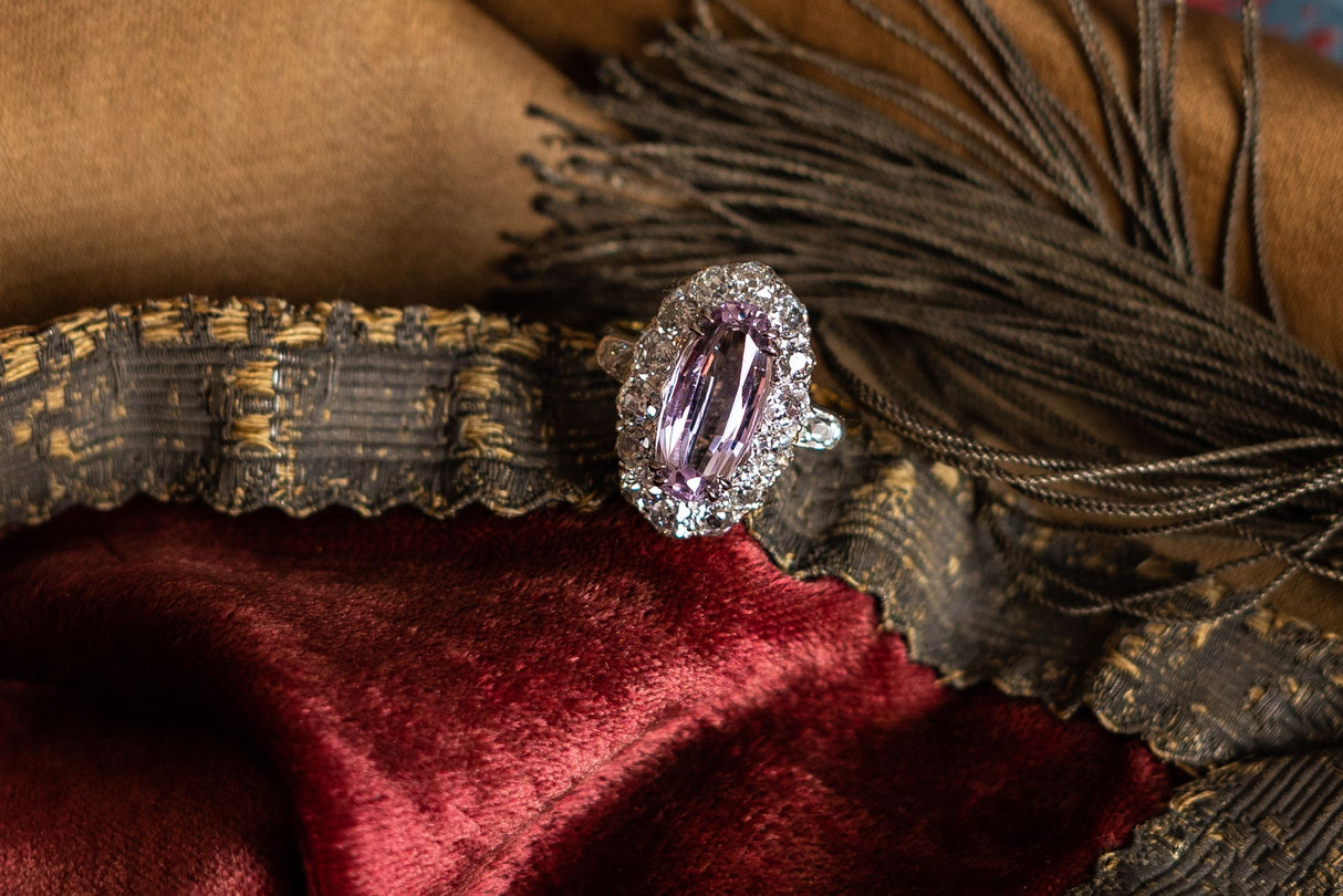 Victorian, 18ct gold, pink topaz and diamond cluster ring